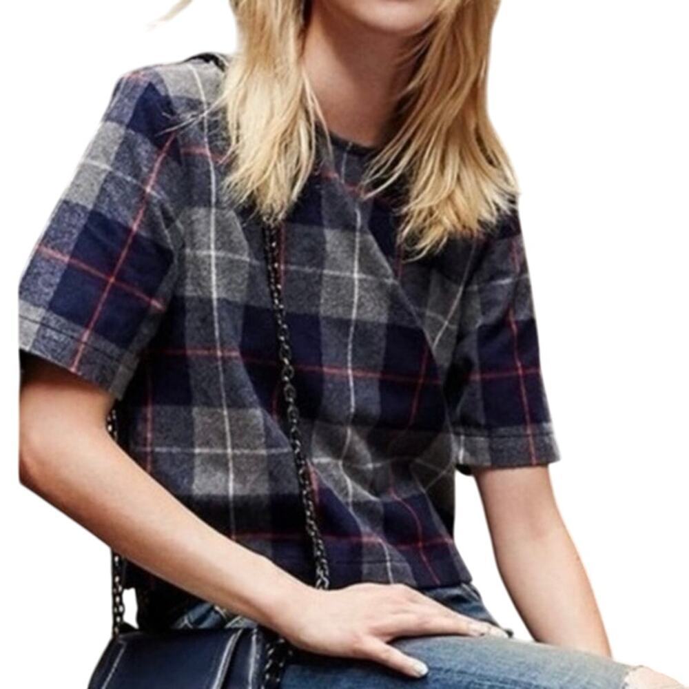RAG & BONE Austin Plaid Flannel Tartan Asymmetric Zip Top Shirt - Sz Small